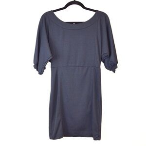 Diane Von Furstenburg Navy Blue‎ Pencil Dress Dolman Half Sleeve Exposed Zipper
